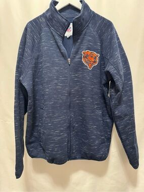 NFL Navy Heather Full-Zip Jacket with Orange Team Patch